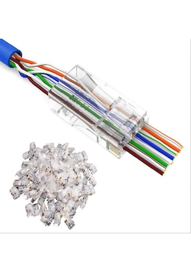 Yeni Nesil Delikli Cat6 Ez Rj45 Konnektör Utp Jack 100 Adet