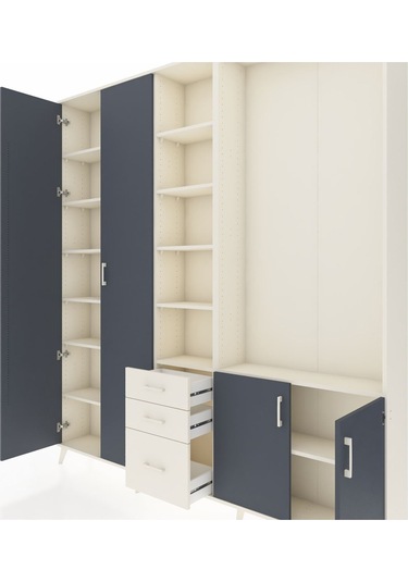 Arges Dolap 13 Raflı 3 Çekmeceli 4 Kapaklı 220x30x243 Aytaşı-antrasit/aytaşı Antrasıt/aytası