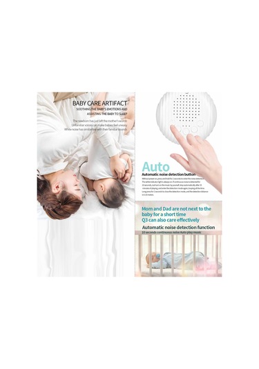 Lemestar Q3 Bebek Uyku Aleti - Zamanlayıcı, Ses Ayarı Ve Otomatik Gürültü Algılama İle Taşınabilir Usb Şarjlı Beyaz Beyaz
