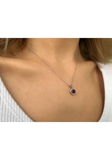 Sirius Pırlanta ve Kalp Kesim Ametist Taşlı Kolye 0804P0143