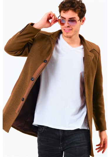 Plt8327 Dewberry Erkek Palto-Koyu Camel-Koyu Camel
