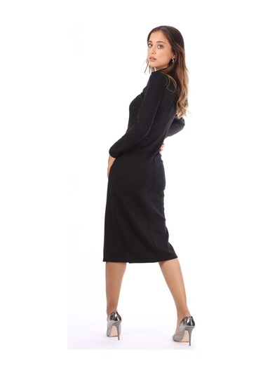 Modatalika Kadın Yırtmaç Detaylı Triko Elbise 001