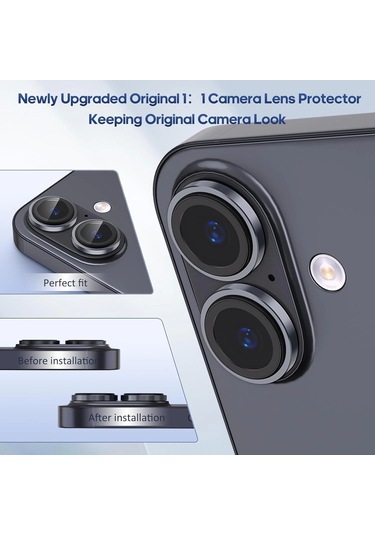 İphone Uyumlu 17 Kamera Koruyucu Gece Çekim Destekli Premium Safir Lens Koruma Parlak Temperli Cl-12