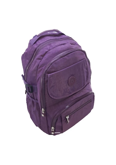 Baginn Kadın Sırt Çantası Çok Cepli Yağmur Geçirmez Hafif Kumaş Sırt Çantası Bordo Renk Mor