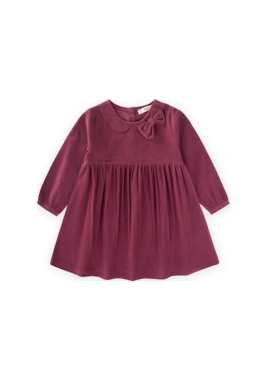 Kadife Elbise 1-8 Yaş Mürdüm MÜRDÜM