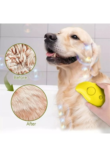 Geekyou Kedi Köpek Elektrikli Buharlı Fırça - 3'ü Bir Arada Tüy Temizleme, Masaj Ve Saç Bakımı Aracı Yeşil