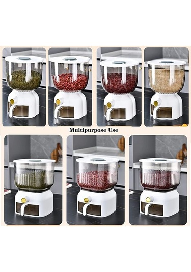 Xurunkeji 10 Kg Mutfak Nano Kova Böcek Geçirmez Nem Geçirmez Mühürlü Pirinç Kovası Tahıl Evcil Hayvan Maması Saklama Kabı Pirinç Kutusu Beyaz