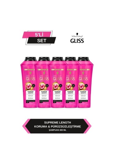 Gliss Supreme Length Uzun Saçlaraa Özel Şampuan 400 Ml X 5 Adet set-hnkl-5154-6063