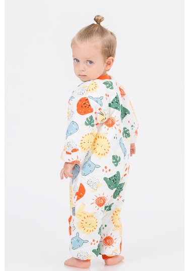 Kız Erkek Çocuk Kalın Elyaf Dolgulu 2.5 Tog Desenli Uyku Tulumu-turuncu-beyaz Turuncu - Beyaz