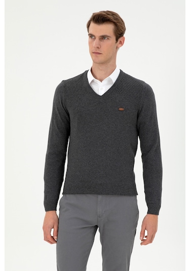 U.s. Polo Assn. Erkek Antrasit Melanj Kazak /triko 50297063-vr081 Antrasit Melanj