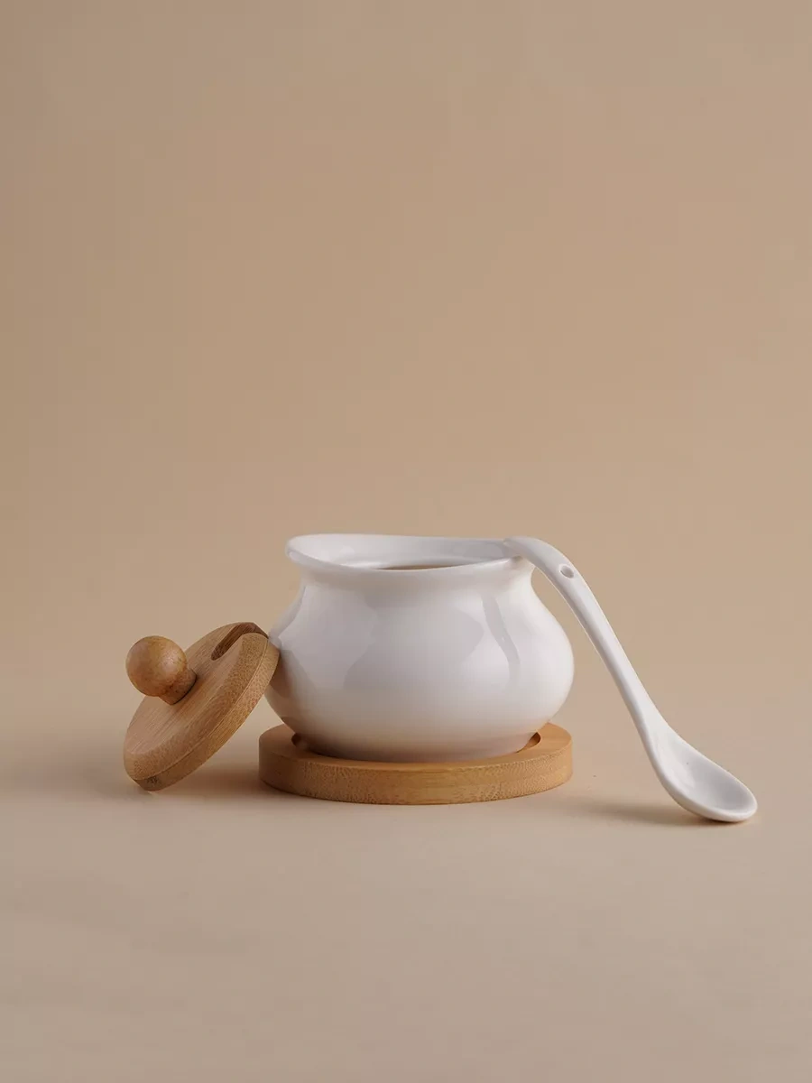 Dolana Kapaklı Ve Kaşıklı Porselen Şekerlik 170 Ml 34728602 Beyaz