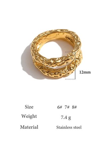 Eetit Paslanmaz Çelik Yuvarlak Yüzükler Kadınlar Için Altın Doku Metal Bildirimi Trendy Takı Hediye Altın