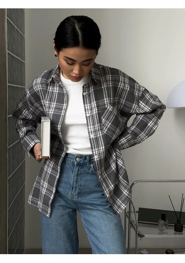 Seysha Oversize Kareli Gömlek 292810531