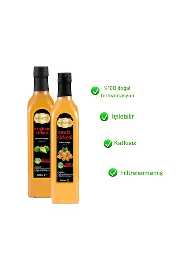 Hanzade Bitkisel Enginar + Ceviz Sirkesi 500 ML 2'li Set