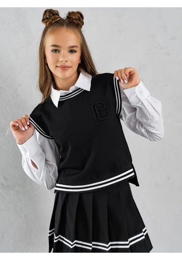 Paleberry Erkek Çocuklar İçin Kore Tarzı Y2k Tarzı Oversize Okul Yeleğ 213561159 Siyah