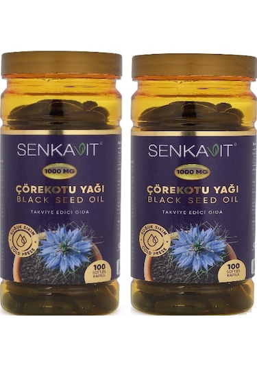 Senkavit 1000 MG Bitkisel Çörekotu Yağı Bitkisel Gıda Takviyesi 2 x 100 Kapsül