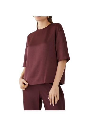 Vince Şık Saten Bluz Burgundy