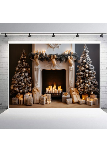 Kangvka Noel Temalı 2.1x1.5m Fotoğraf Arka Planı - Poliester Fiber W-7319 Modeli Çok Renkli