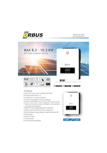Orbus 48 V 8.2 Kw Mppt Tam Sinüs Akıllı İnverter