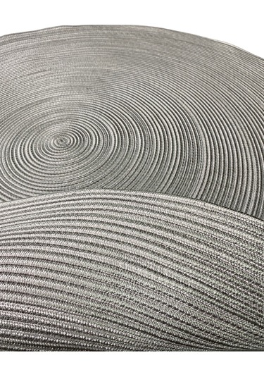 Gri Jüt Yuvarlak Hasır Görünümlü Klasik Halı Kilim Gri