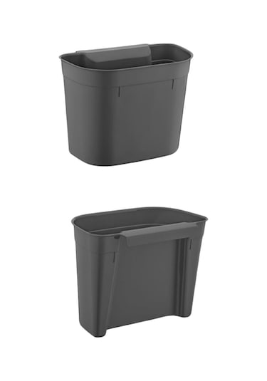 Flosoft Dolap İçi Askılı Çöp Kovası, Dolap Kapağı Asmalı Çöp Kutusu Gri