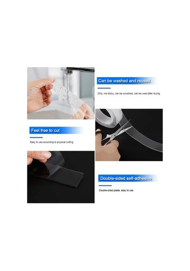 Willowhaven Şeffaf Nano Bant Yıkanabilir Yeniden Kullanılabilir 16ft 3cm Çift Taraflı