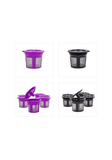 Kangvka Yeniden Kullanılabilir Çelik Filtreli Kahve Kapsülü - Keurıg 1.0/2.0 Uyumlu, 6 Adet Siyah Set Siyah