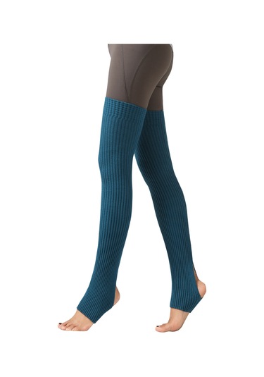 Teltree Kış İçin Akrilik 75cm Uzunlukta Kalın, Açık Ayaklı-açık Topuklu, Sporcu Ve Dansçılar İçin Bilek Uzatmalı Bilekli Legging Çorabı 148g Mavi