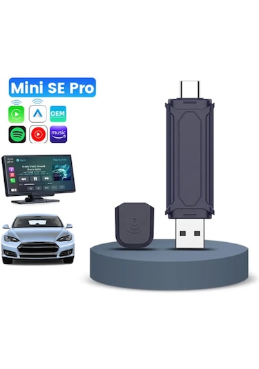 Mini 5 Pro Kablosuz Araç Adaptörü 2in1 Carplay & Android Auto