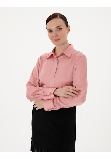 Pierre Cardin Kadın Pudra Gömlek Desenli 50313588-vr042 Pudra