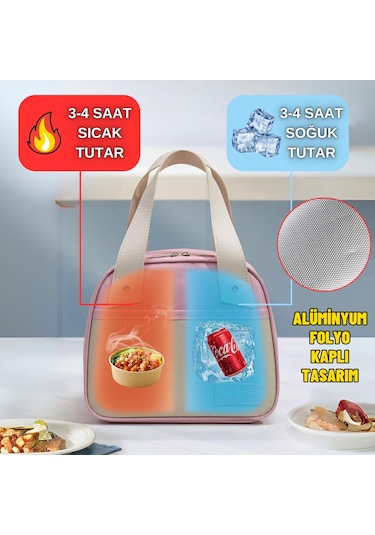 Piknik Çantası Sıcak Soğuk Isı Tutucu Yemek Taşıma, Beslenme Ve, Günlük İş Yeri Ve Seyahat Yemek Çantası Mavi