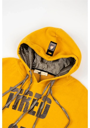 Kadın Sarı Yazılı Polar Sweatshirt Sarı