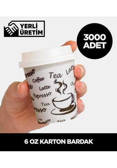 6 Oz Karton Bardak 3.000 Adet Çok Renkli