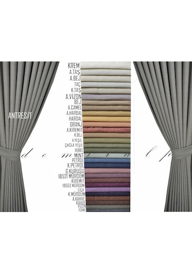 Milpa Keten Fon Perde.Farklı Ölçü Ve Pile Seçeneği 30 Renk