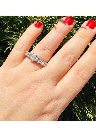 Gümüş Alyans Yüzük Zirkon Taşlı Sodyum Kaplama 925 Ayar 3,30 Gram