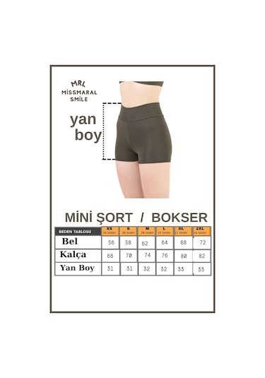 Kadın Haki Yüksek Bel Toparlayıcı İç Göstermeyen Boxer Şort Deniz, Havuz & Günlük Kullanım İçin Haki