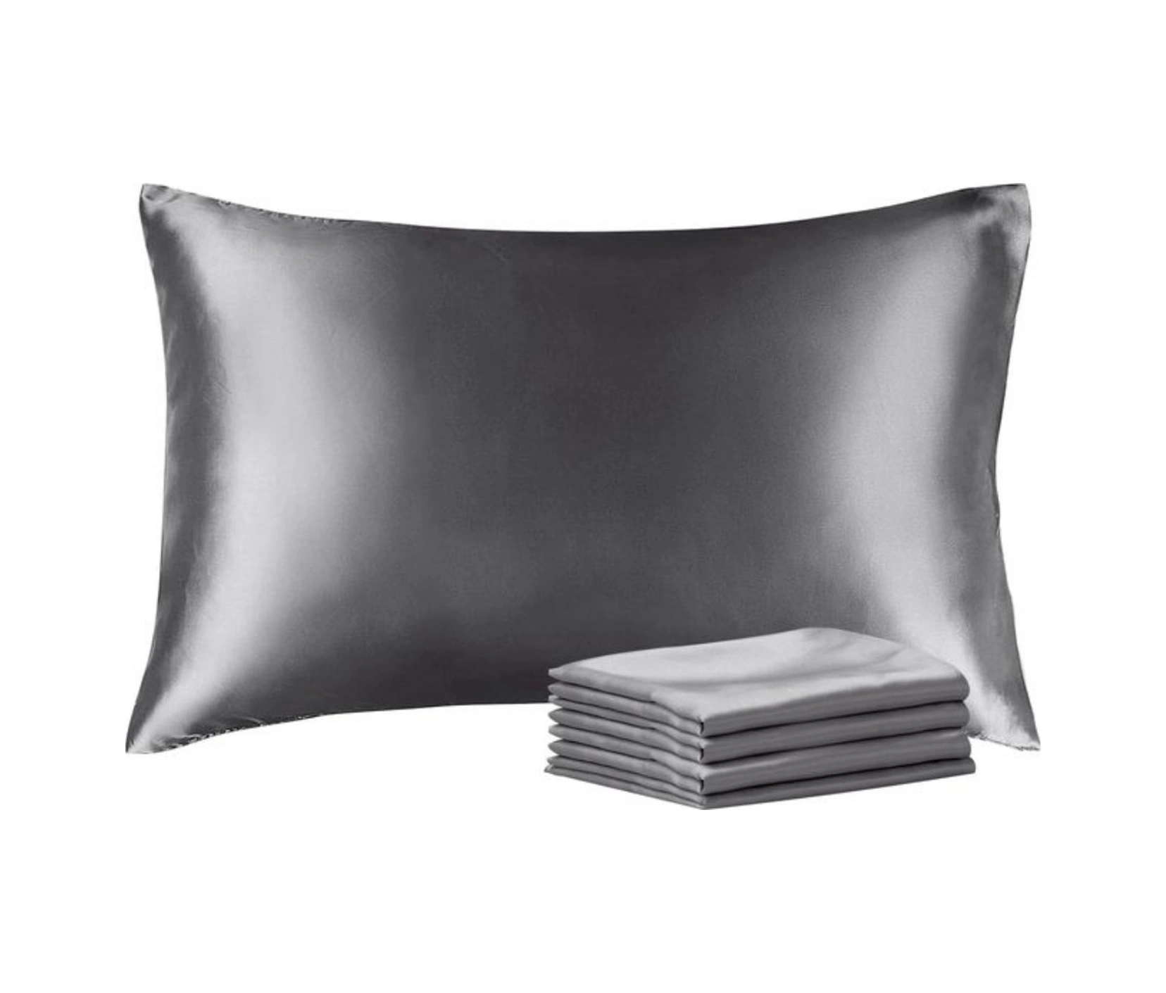 Antibakteriyel Terletmeyen İpek Saten Yastık Kılıfı 2'li 50x70 Gri Siyah
