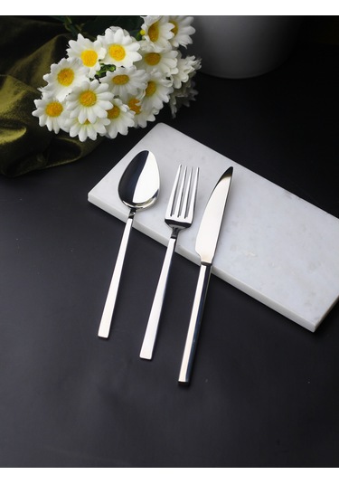 Mercan 6 Kişilik 18 Parça Tatlı Çatal Kaşık Bıçak Takımı Metal