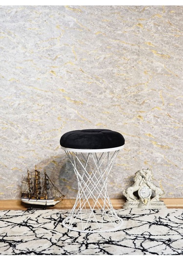 Yuvarlak Beyaz Boyalı Puf Oturak - Bench - Ayak Ucu Oturak - Beya 001