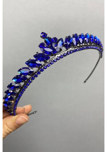 FdayAksesuar Gelin Saç Aksesuarı Saks Mavi Ece Model Ince Gelin Kına Tacı FRDY31648