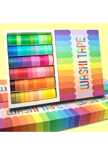 Honeybeeshop 60 Rulo 15mm Gökkuşağı Maskeleme Bandı Bullet Journal Scrapbooking Dıy Sanat