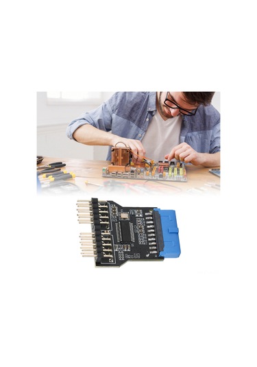 Vkemall Usb 3.0 19 Pin Ana Kart Çevirici, Çift 9 Pin Ön Usb 2.0 Arayüzü Genişletici, 480mbps, Sürücü Gereksiz, Çoklu Sistem Desteği