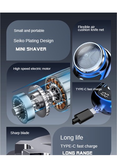 Xiaaokeji Dijital Ekranlı Erkek Seyahat Çıkarılabilir Tıraş Makinesi Sakal Saç Kesme Makinesi, A