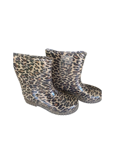 Bahçe Ve Yağmur Çiçekli Kadın Çizmesi 36-40 Leopar Leopar