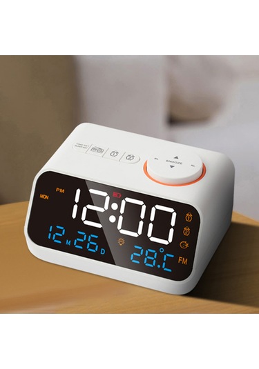 Büyük Led Ekranlı Dijital Çalar Saat 0-100% Dimmer Beyaz