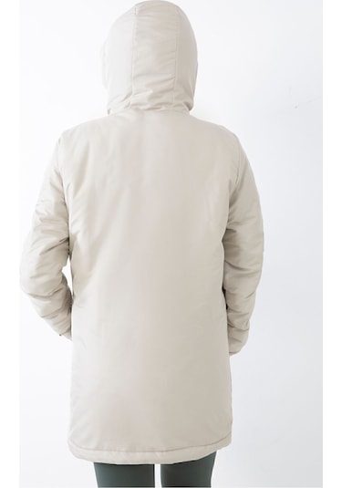 Kadın Taş Içi Polarlı Su Ve Rüzgar Geçirmez Kapüşonlu Kışlık Mont & Kaban & Parka Taş