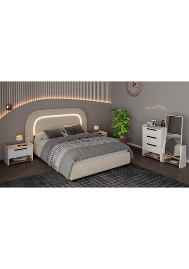 Sahra Yatak Odası Takımı 6 Kapılı Gardırop 100% Mdf Bazalı