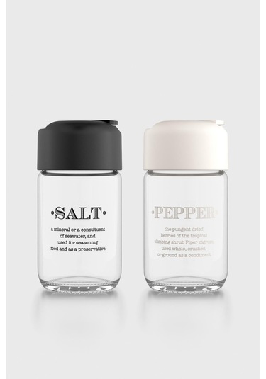 Renga Rita Yazılı 67 Ml 2'li Cam Tuzluk Biberlik Seti 122020 Siyah-bej Çok Renkli