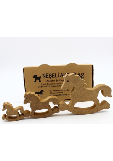 Na Neşeli Ahşap Ahşap Salanan At Figürü 3 Lü Takım 15cm 10cm 6cm Ahşap Boyama Ürünü.boyama Etkinliği.okul Öncesi Model 3lüboyasız