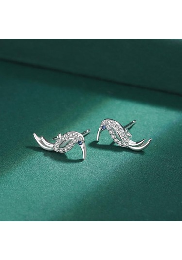 Yaratıcı Hayvan Gümüş Küpe Kadın Zamanı İçin Zarif Papağan Şekli Zirkon Küpe Parti Takı Yıldönümü Hediyesi S925 Gümüş Takı